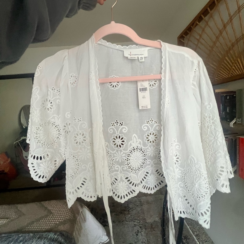 Anthropologie White Lace Kimono